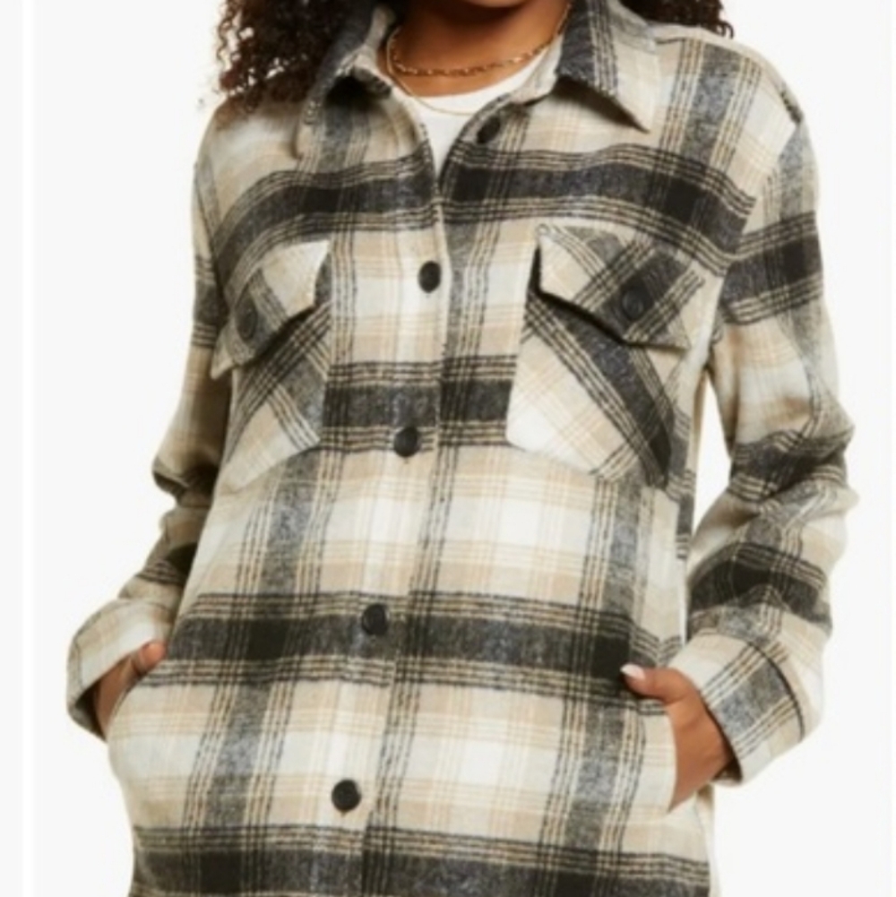 New Thread & Supply Plaid Button-Up Women's Shirt Jacket Shacket Size S